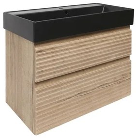 Naturel Savona Fürdőszobaszekrény mosdóval, 2 fiókos 78x53x44,8 cm matt Halifax tölgy SAVONA280DHSATC
