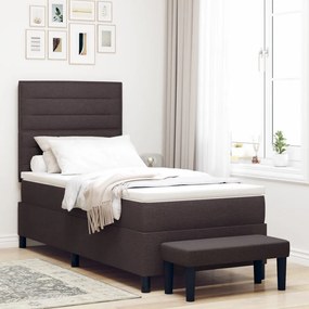 Box Spring Ágy Matraccal & Pad Sötétbarna 90x190 cm Szövet