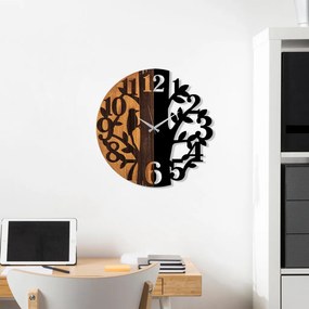 Wooden Clock 71 dió-fekete fa-fém falióra, Ø56 cm