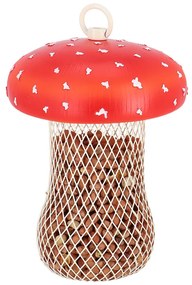 Légyölő galóca gomba alakú mogyorótartó madáretető, 13 x 17 cm