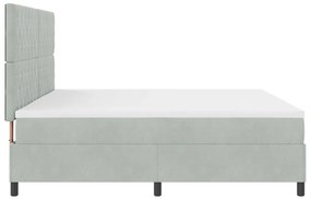 Boxspring Ágy Matraccal &amp; LED Fény Világosszürke 200x200 cm Bársony
