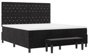 Box Spring Ágy Mattal és Pad Fekete 180x200 cm Bársony