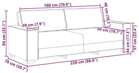 3 személyes világosszürke szövetkanapé 180 cm