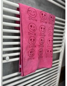 Gyorsan száradó törülköző Smiley rózsaszín A törülközők mérete: 70x140 cm