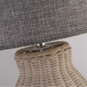 Searchlight EU60090WH - Asztali lámpa LIDO 1xE14/7W/230V rattan/szürke