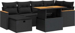 vidaXL 8 részes fekete polyrattan kerti ülőgarnitúra párnákkal