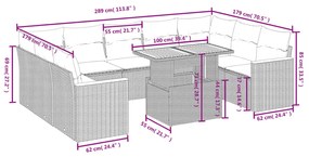 11 részes fekete polyrattan kerti ülőgarnitúra párnákkal