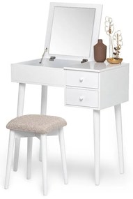 Beauty fehér fésülködőasztal tükörrel, ékszertartóval és 2 fiókkal - Chez Ro