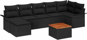 vidaXL Kerti Kanapé Szett tárolóval 8 pcs Fekete polirattan