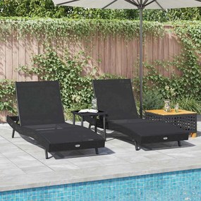 Napágyak 3 pcs Fekete 40 x 40 x 40.5 cm polirattan