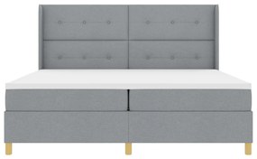 Boxspring Ágy Mattal Világosszürke 200x200 cm Textil