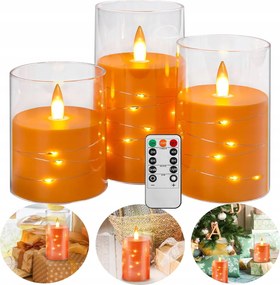 3X Led gyertya láng hatású lánccal