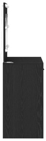 Sminkasztal LED Fényekkel, Fekete Tölgy, 78,5x41x135 cm