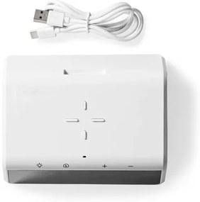 Nedis WCACQ30WT - Ébresztőóra LCD-vel és 15W/5V vezeték nélküli töltővel, fehér