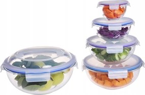 5 db üveg ételtároló tál fedővel, hőálló üvegből, PF-905