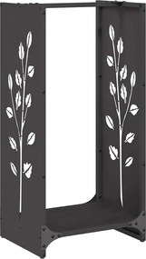 vidaXL fekete hidegen hengerelt acél tűzifatároló 40x30x80 cm