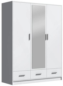 SANNA gardróbszekrény tükörrel, 150x215 cm, fehér