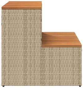 Pezsgőfürdő lépcső bézs 50x50x50,5cm polyrattan és akácfa