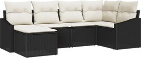 vidaXL Kanapé Szett párnával 6 pcs Fekete polirattan