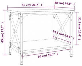 füstös tölgy színű szerelt fa kisasztal 55x38x45 cm