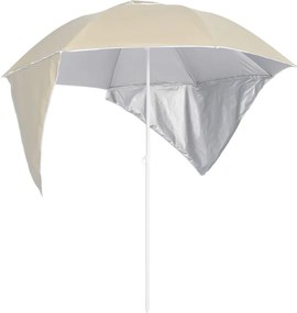 vidaXL homokszínű strandnapernyő oldalfalakkal 215 cm