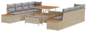 vidaXL Kerti Kanapé Szett párnával tárolóval 11 pcs Bézs Poli rattan