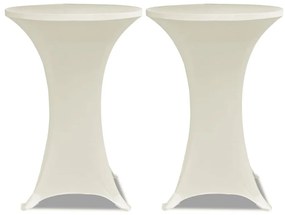 4 db krémszínű sztreccs asztalterítő bárasztalhoz Ø60 cm