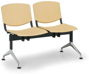 Design műanyag pad, 2 üléses, sárga