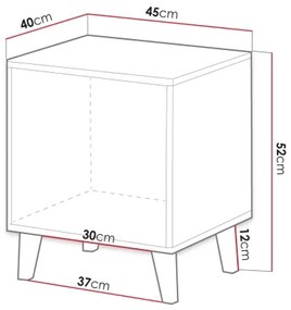 KÉSZLET 2x Éjjeliszekrény VAMOS 52x45 cm antracit