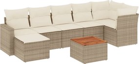 vidaXL 8 részes bézs polyrattan kerti ülőgarnitúra párnával