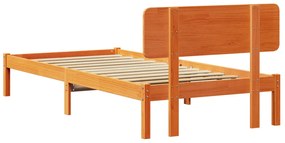 Ágykeret fejtámlával Gyantázott barna 90x200 cm Tömör fenyőfa