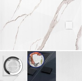 Zuhanytálca Kő Magnum Fehér Carrara 80x100cm