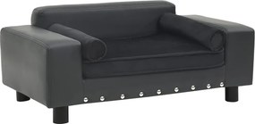 vidaXL sötétszürke plüss és műbőr kutyakanapé 81 x 43 x 31 cm