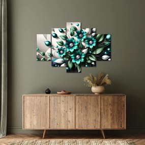 Kép - 3D türkiz virágok (150x105 cm)