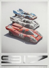 Művészeti nyomat Porsche 917 - Salzburg & Martini & Gulf - 24h Le Mans, Automobilist