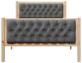 Ágykeret fejtámlával Sötétszürke 100 x 200 cm Tömör fenyőfa