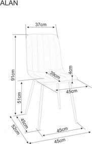 Sötétszürke ALAN B étkezőszék fekete lábakkal