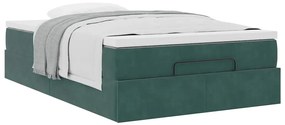 sötétzöld bársony ottomán ágy matraccal 120x190 cm