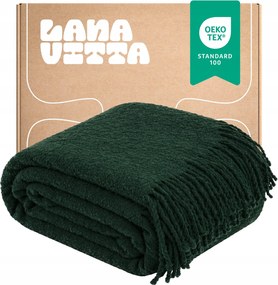 Boucle Lounge Takaró Ágytakaró Gyapjú Pléd Zöld 140×200 cm