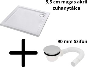 Stuxi Nizza Black 80x80 cm szögletes két tolóajtós zuhanykabin 6 mm vízlepergető biztonsági üveggel, fekete elemekkel, 190 cm magas, zuhanytálcával és szifonnal