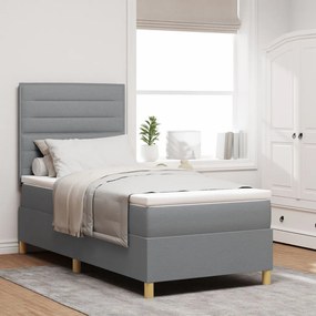 Boxspring ágy matraccal Világosszürke 90x200 cm Szövet