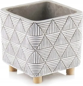 Beton kaspó lábakon etno 15 cm szürke dekoratív virágtartó
