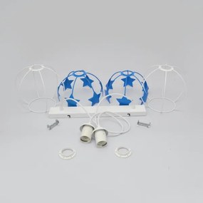 Gyerek csillár zsinóron STARS 2xE27/15W/230V kék/fehér