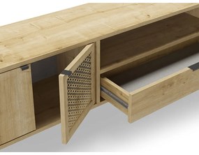 Natúr színű TV-állvány tölgyfa dekorral 160x50 cm Inca – Marckeric