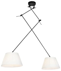 Függőlámpa fekete, redőzött árnyékolókkal krémszínű, 35 cm, 2 lámpás - Blitz