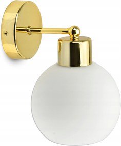 Fali lámpa Arany üveg gömb fehér matt