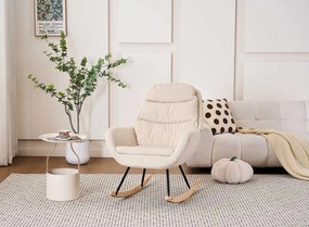 Hintaszék, relaxációs szék kordbársony kárpitozással, krém-bézs színű