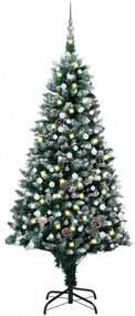 Műkarácsonyfa LED-ekkel, gömbszettel és tobozokkal 210 cm