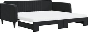 vidaXL fekete kihúzható bársony heverő matraccal 100 x 200 cm