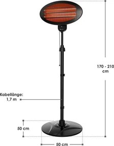 Infravörös fűtőtest teleszkópos állvánnyal 200 W 3 fűtési